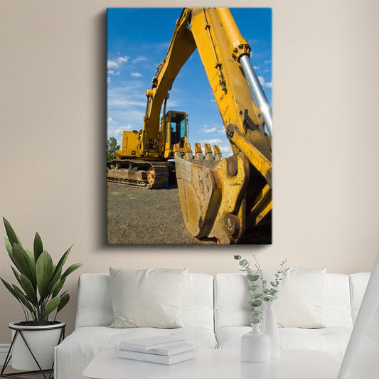 Caterpillar Ekskavatör - İş Makinesi Güç Gösterisi Kanvas Tablo