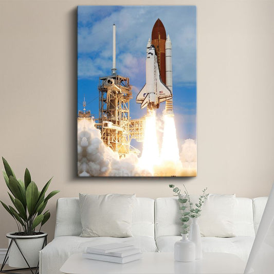 Space Shuttle Discovery - Fırlatma Anı Uzay Aracı Kanvas Tablo