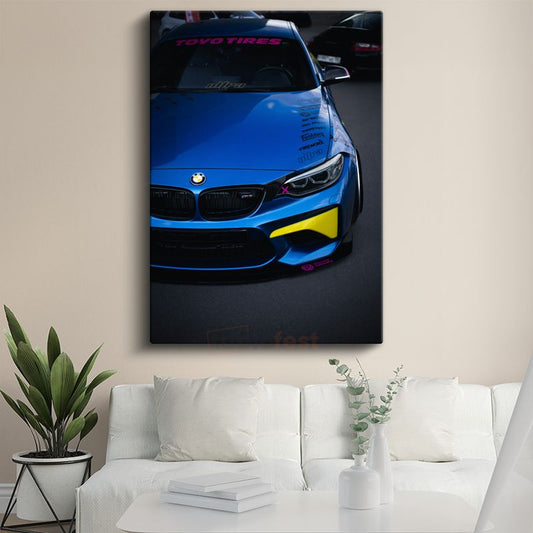 BMW M4 - Mavi Performans Canavarı Kanvas Tablo
