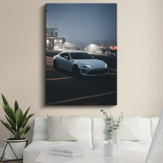Toyota GT86 - Gece Şehir Manzaralı Kanvas Tablo