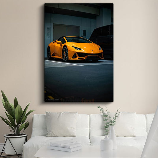 Lamborghini Huracan - Turuncu Gövdesiyle Göz Alıcı İtalyan Süper Otomobil Kanvas Tablo