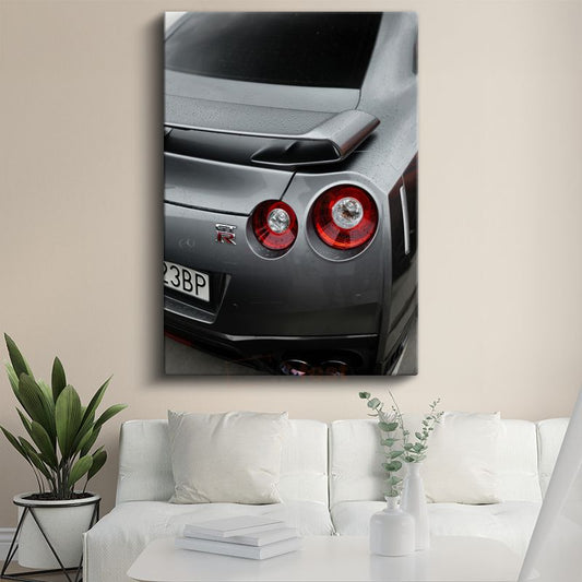 Nissan GT-R - İkonik Japon Performans Otomobilinin Arka Detayı Kanvas Tablo