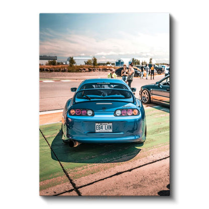 Toyota Supra - Mavi Modifiyeli Japon Spor Arabası Kanvas Tablo