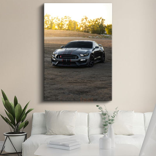 Ford Mustang Shelby GT350 - Yarış Çizgili Spor Otomobil Kanvas Tablo