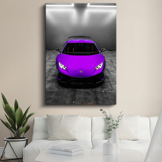 Lamborghini Huracan - Mor Süper Spor Otomobil Kanvas Tablo