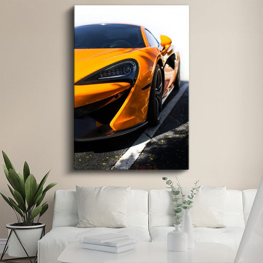 McLaren 570S - Turuncu Spor Otomobil Ön Tasarım Kanvas Tablo