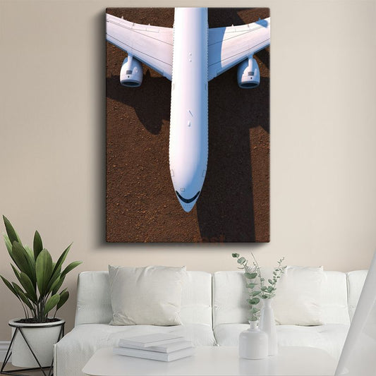 Boeing 777 - Havadan Görünüm Beyaz Yolcu Uçağı Kanvas Tablo