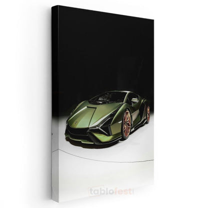 Lamborghini Sian - Yeşil Süper Spor Otomobil Kanvas Tablo
