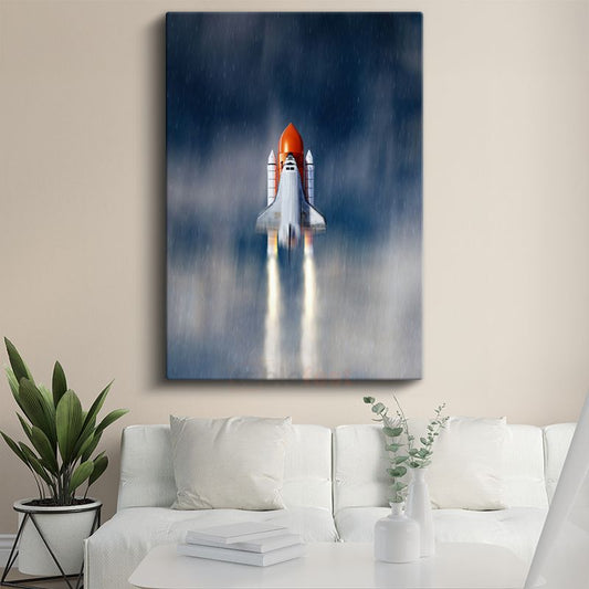 Space Shuttle - Fırlatma Anında Uzay Mekiği Kanvas Tablo