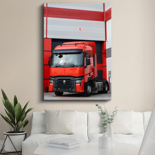 Renault T-High - Kırmızı Çekici Tır Kanvas Tablo