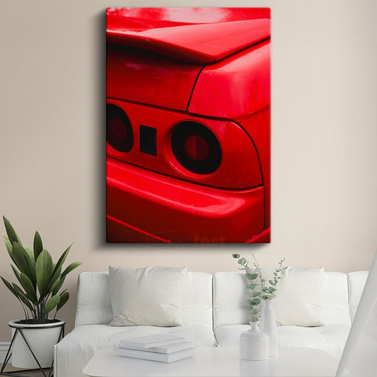 Ferrari Arka Stop - Kırmızı İtalyan Spor Otomobil Detay Kanvas Tablo