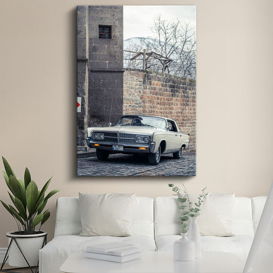 Chrysler Imperial - Krem Rengi Klasik Amerikan Sedan Kanvas Tablo