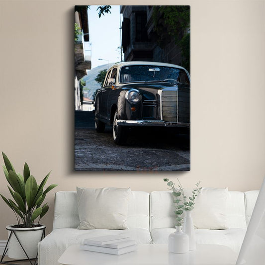 Mercedes-Benz 180 - Siyah Klasik Alman Sedan Kanvas Tablo