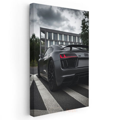 Audi R8 - Mat Siyah Alman Süper Otomobili Kanvas Tablo