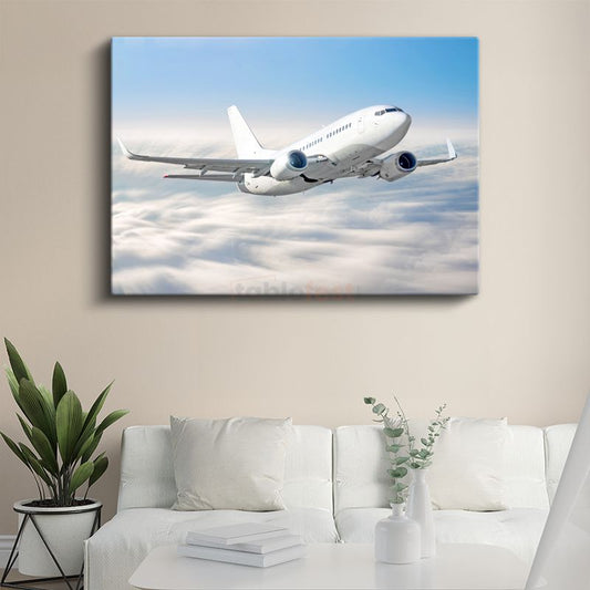 Boeing 737 - Bulutlar Üzerinde Yükselen Kanvas Tablo