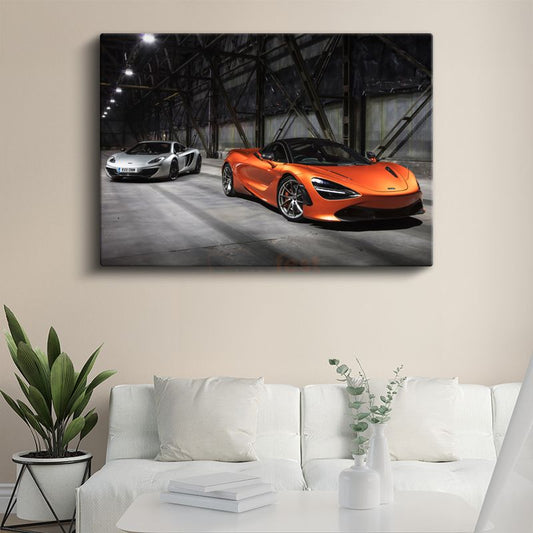 McLaren 720S - Turuncu Süper Otomobil İkilisi Kanvas Tablo