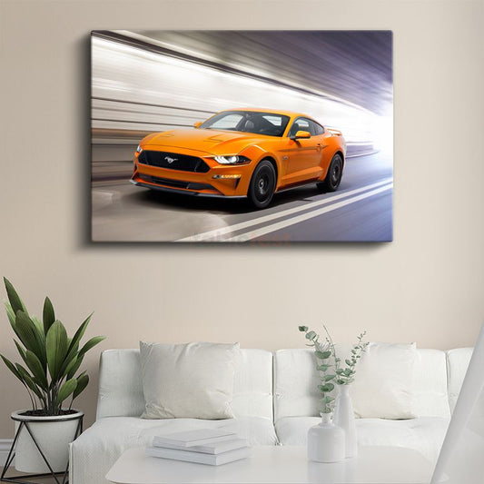 Ford Mustang GT - Turuncu Amerikan Muscle Car Kanvas Tablo