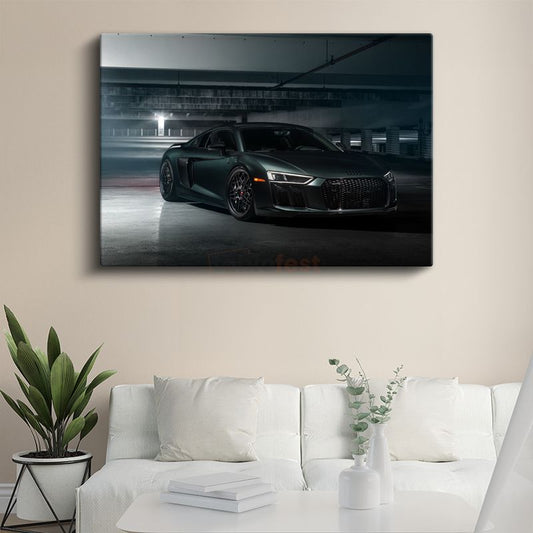 Audi R8 - Mat Siyah Süper Otomobil Kanvas Tablo