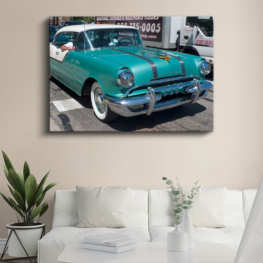 Pontiac Chieftain - Turkuaz Klasik Amerikan Arabası Kanvas Tablo