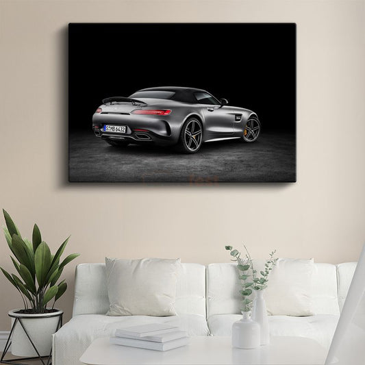 Mercedes-AMG GT - Gümüş Lüks Spor Otomobil Kanvas Tablo