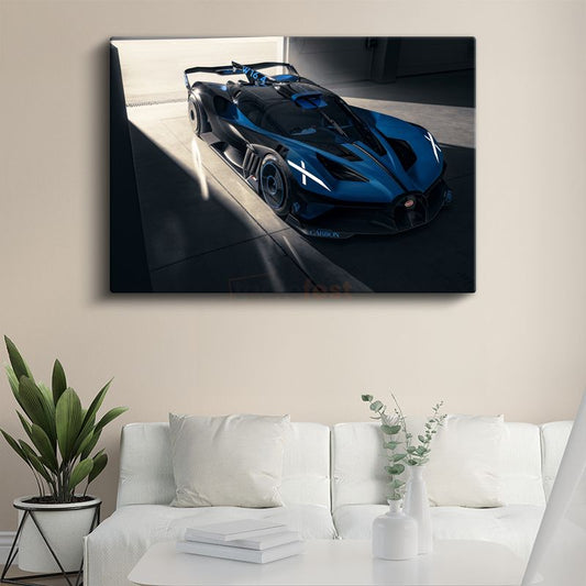Bugatti Bolide - Mavi Yarış Konsept Otomobil Kanvas Tablo