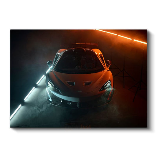 McLaren 720S - Turuncu Spor Otomobil Gece Görünümü Kanvas Tablo