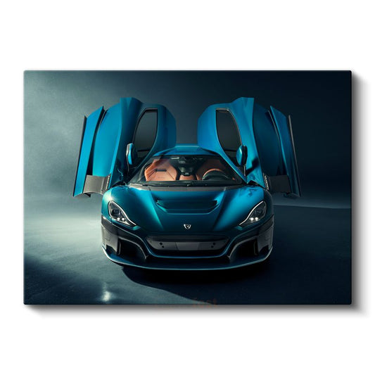 Rimac Nevera - Mavi Elektrikli Hiper Otomobil Kanvas Tablo