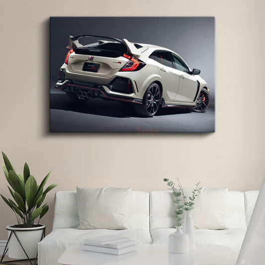 Honda Civic Type R - Beyaz Japon Hot Hatch Kanvas Tablo