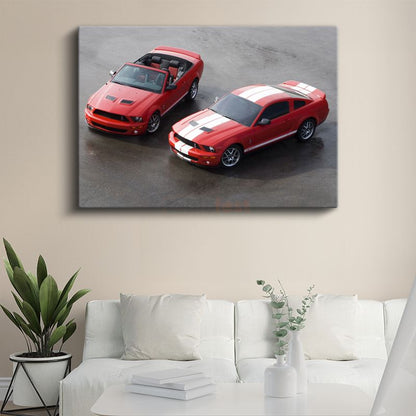 Ford Mustang Shelby GT500 - Kırmızı İkili Spor Otomobil Kanvas Tablo