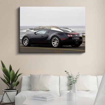 Bugatti Veyron - Sahil Yolunda Prestij Otomobil Kanvas Tablo