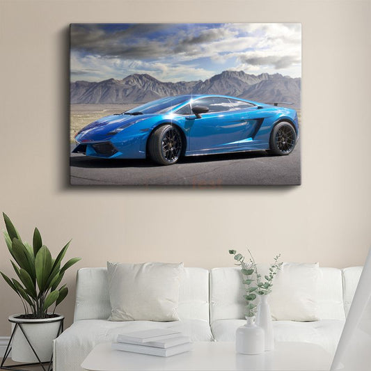 Lamborghini Gallardo - Mavi Süper Spor Otomobil Kanvas Tablo