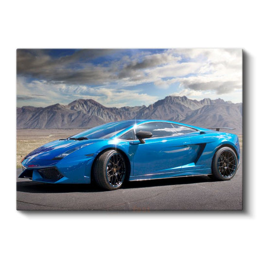 Lamborghini Gallardo - Mavi Süper Spor Otomobil Kanvas Tablo