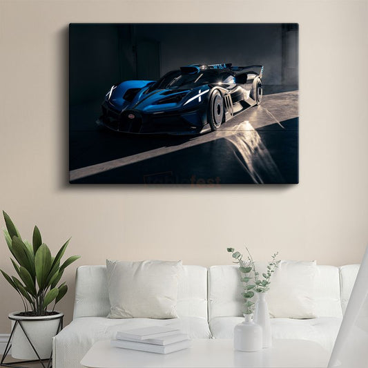 Bugatti Bolide - Mavi Hiperspor Yarış Otomobili Kanvas Tablo