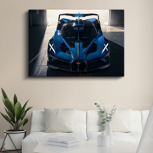 Bugatti Bolide - Ön Cepheden Mavi Hipercar Kanvas Tablo
