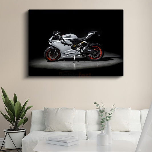 Ducati Panigale - Beyaz Yarış Motosikleti Kanvas Tablo