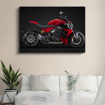 Ducati Diavel - Kırmızı İtalyan Naked Motosikleti Kanvas Tablo