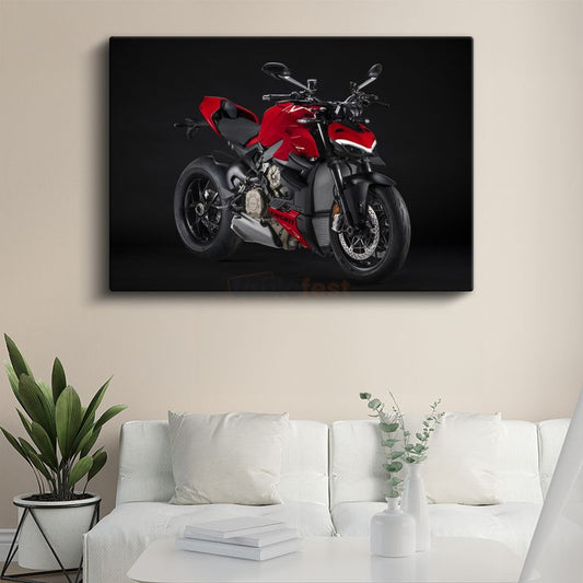 Ducati Streetfighter V4 - Kırmızı İtalyan Güç Motosikleti Kanvas Tablo