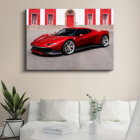 Ferrari SP90 Stradale - İtalyan Süper Otomobil Kanvas Tablo
