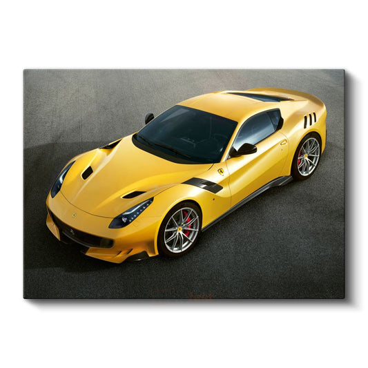 Ferrari F12tdf - Sarı İtalyan Süper Otomobil Kanvas Tablo