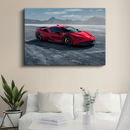 Ferrari SF90 Stradale - Kırmızı Süper Otomobil Kanvas Tablo