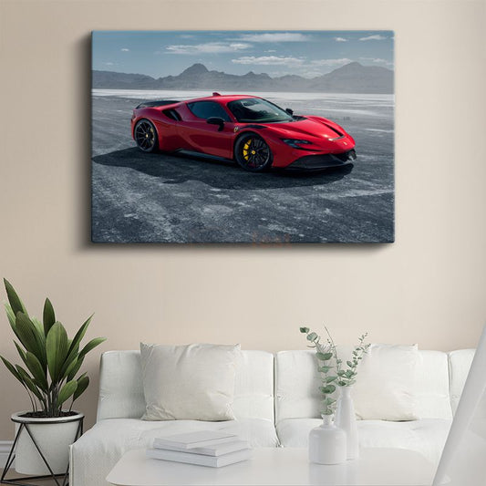 Ferrari SF90 Stradale - Kırmızı Süper Otomobil Kanvas Tablo