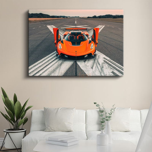 Koenigsegg Jesko Absolut - Pist Üzerinde Turuncu Hız Canavarı Kanvas Tablo