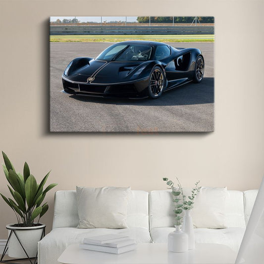 Lotus Evija - Pist Üzerinde Siyah Elektrikli Hipercar Kanvas Tablo