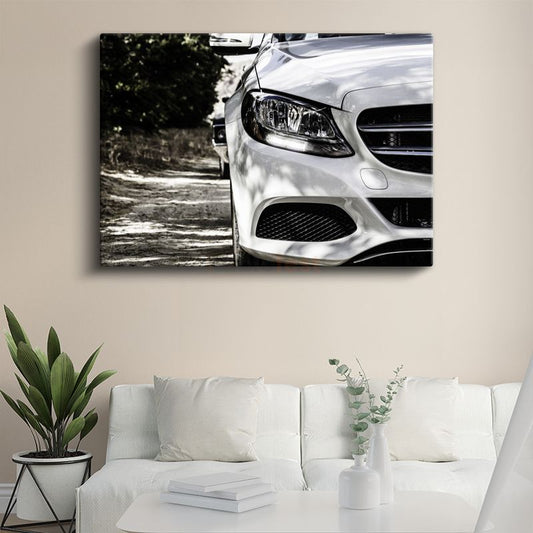 Mercedes-Benz C Serisi - Ön Far Detaylı Lüks Sedan Kanvas Tablo