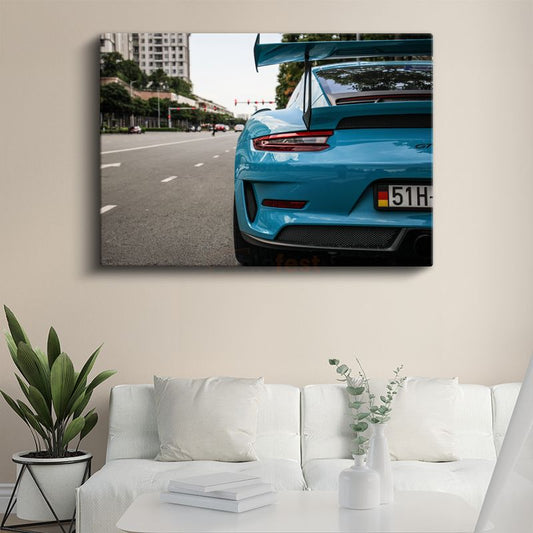 Porsche 911 GT3 RS - Turkuaz Arka Görünüm Spor Otomobil Kanvas Tablo