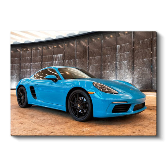 Porsche 718 Cayman - Miami Mavisi Lüks Spor Coupe Kanvas Tablo
