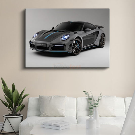 Porsche 911 Turbo S - Gri TopCar Modifiyeli Spor Otomobil Kanvas Tablo