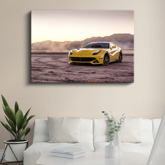 Ferrari F12 Berlinetta - Sarı İtalyan Süper Otomobil Kanvas Tablo