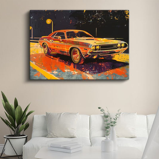 Dodge Challenger - Klasik Amerikan Kas Arabası Sanatsal Kanvas Tablo