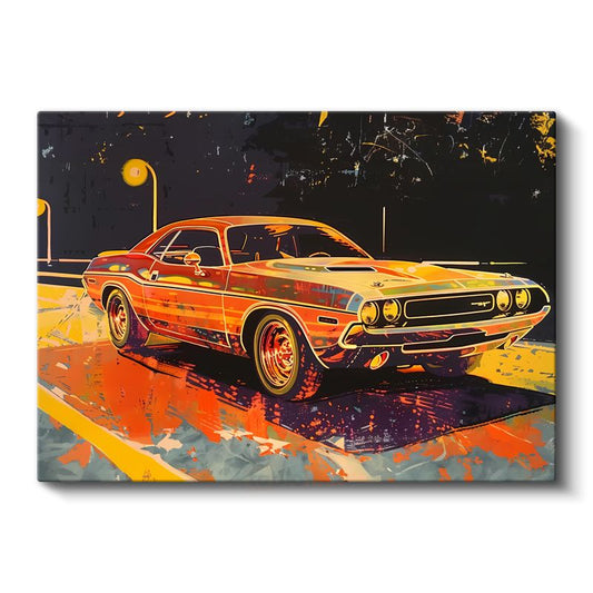 Dodge Challenger - Klasik Amerikan Kas Arabası Sanatsal Kanvas Tablo